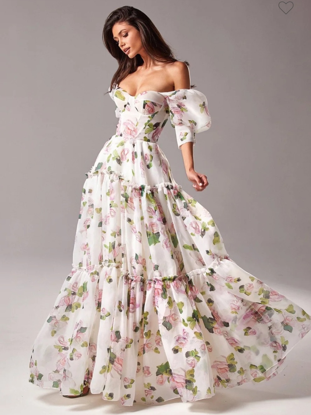 Milla Nova - Apple Blossom Feminine voluminous sheer sleeves dress